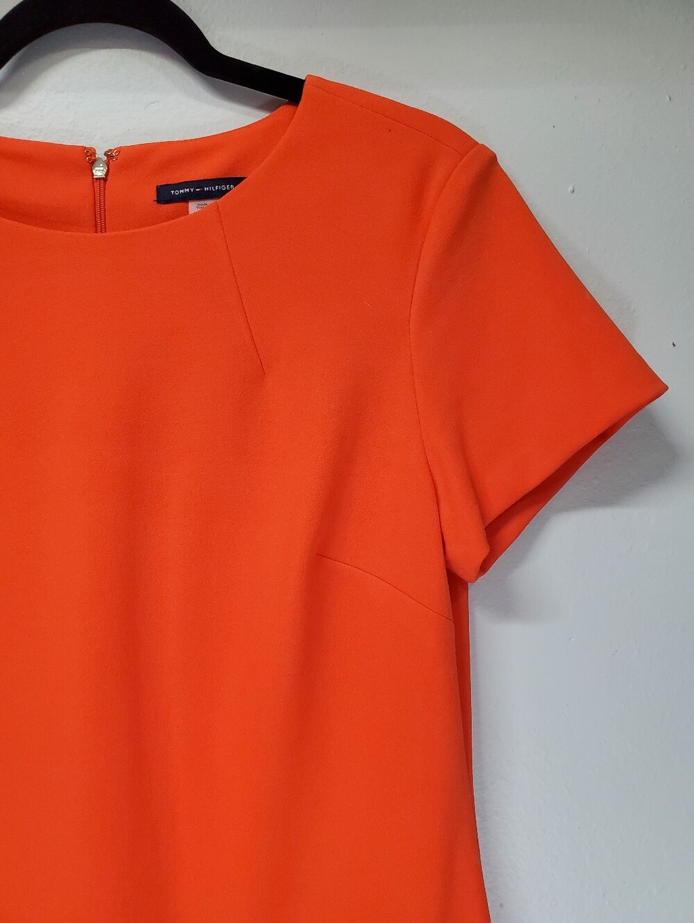 Office Siren Luxery Evening Wear Tommy Hilfiger Fitted Sheath Dress 8 Orange - Picture 4 of 8